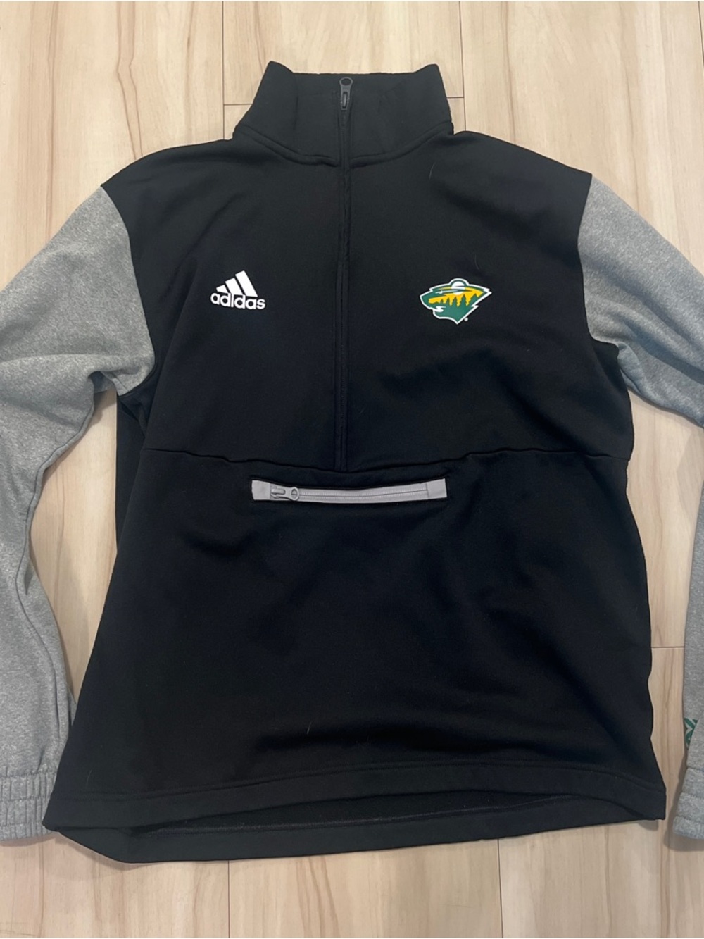 Adidas Black & Gray Minnesota Wild Half-Zip Sweatshirt